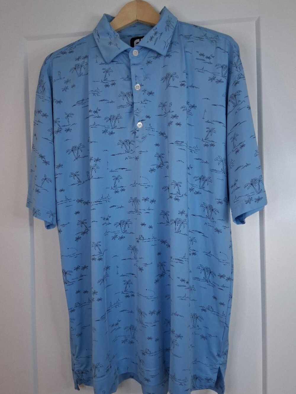 FootJoy Mens Polo 2XL Blue Tropic Lisle Performance Golf Shirt Tropical